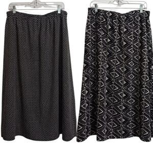 Reversible skirt sz L polka dot geometric shapes modest minimalist